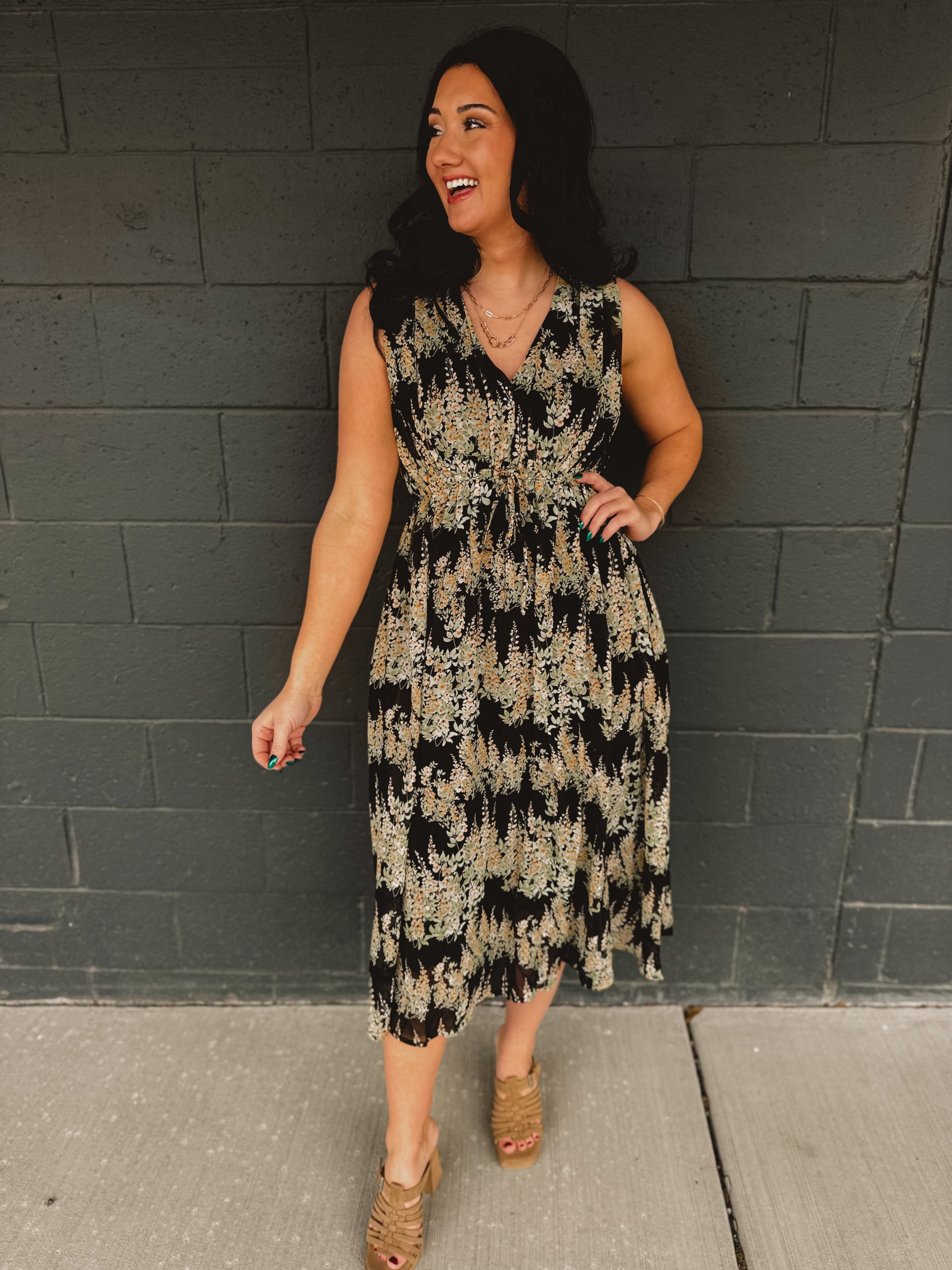 Floral Sleeveless Midi Dress