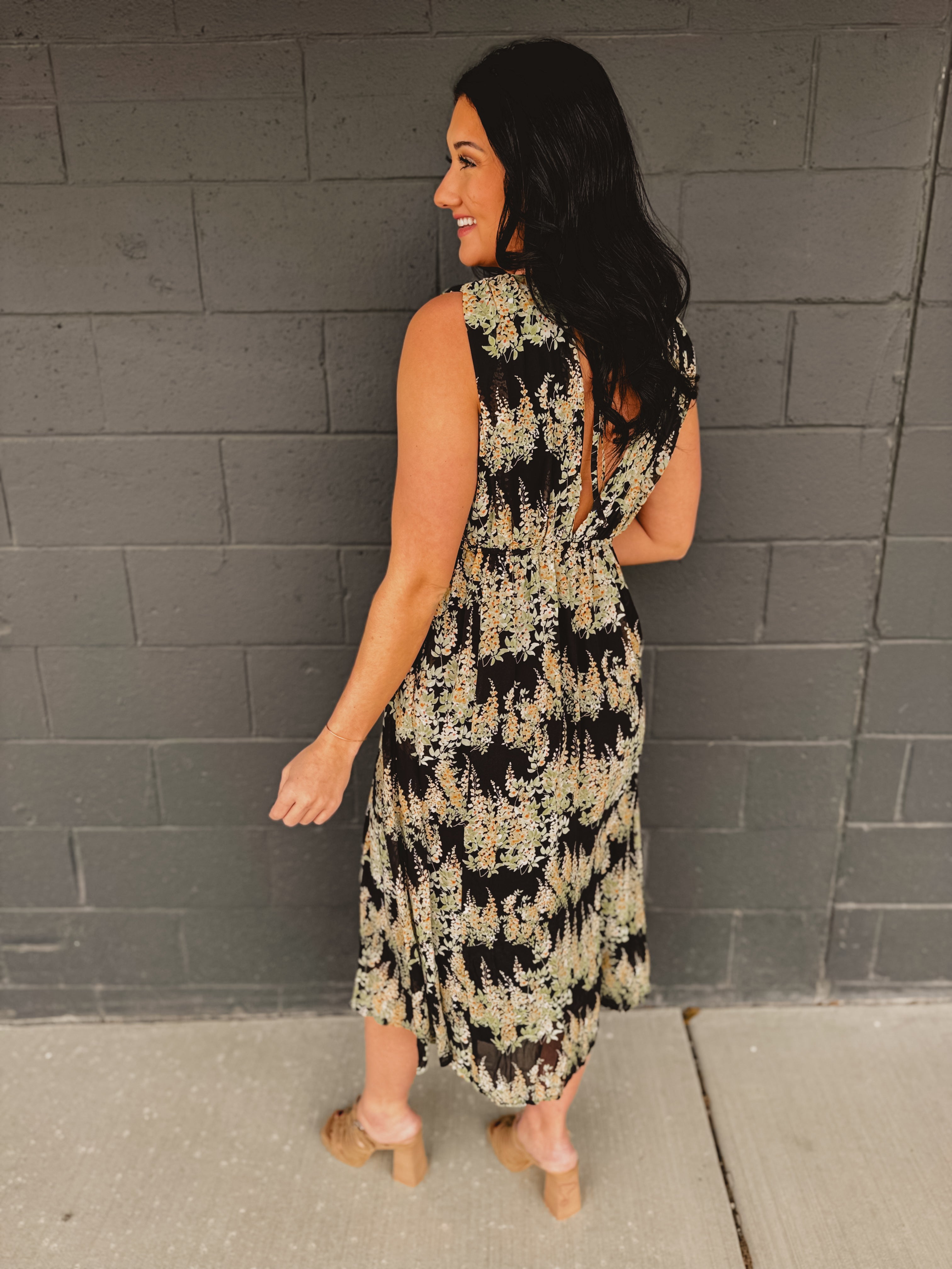 Floral Sleeveless Midi Dress