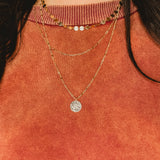 Sequin Details & Circle Pendant Necklace