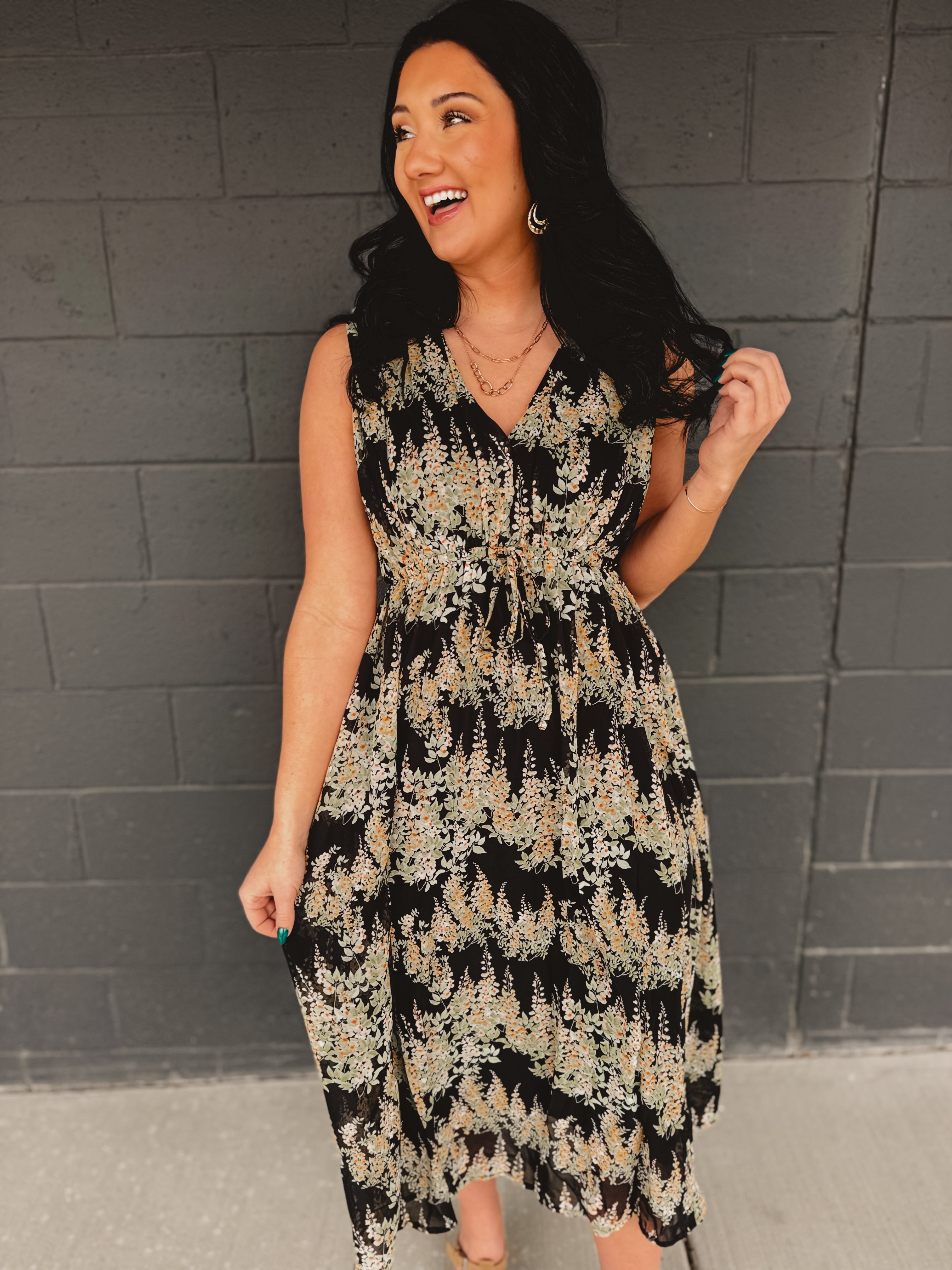 Floral Sleeveless Midi Dress