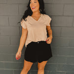 Pleated Bermuda Shorts - Black - Lace and Grace Boutique