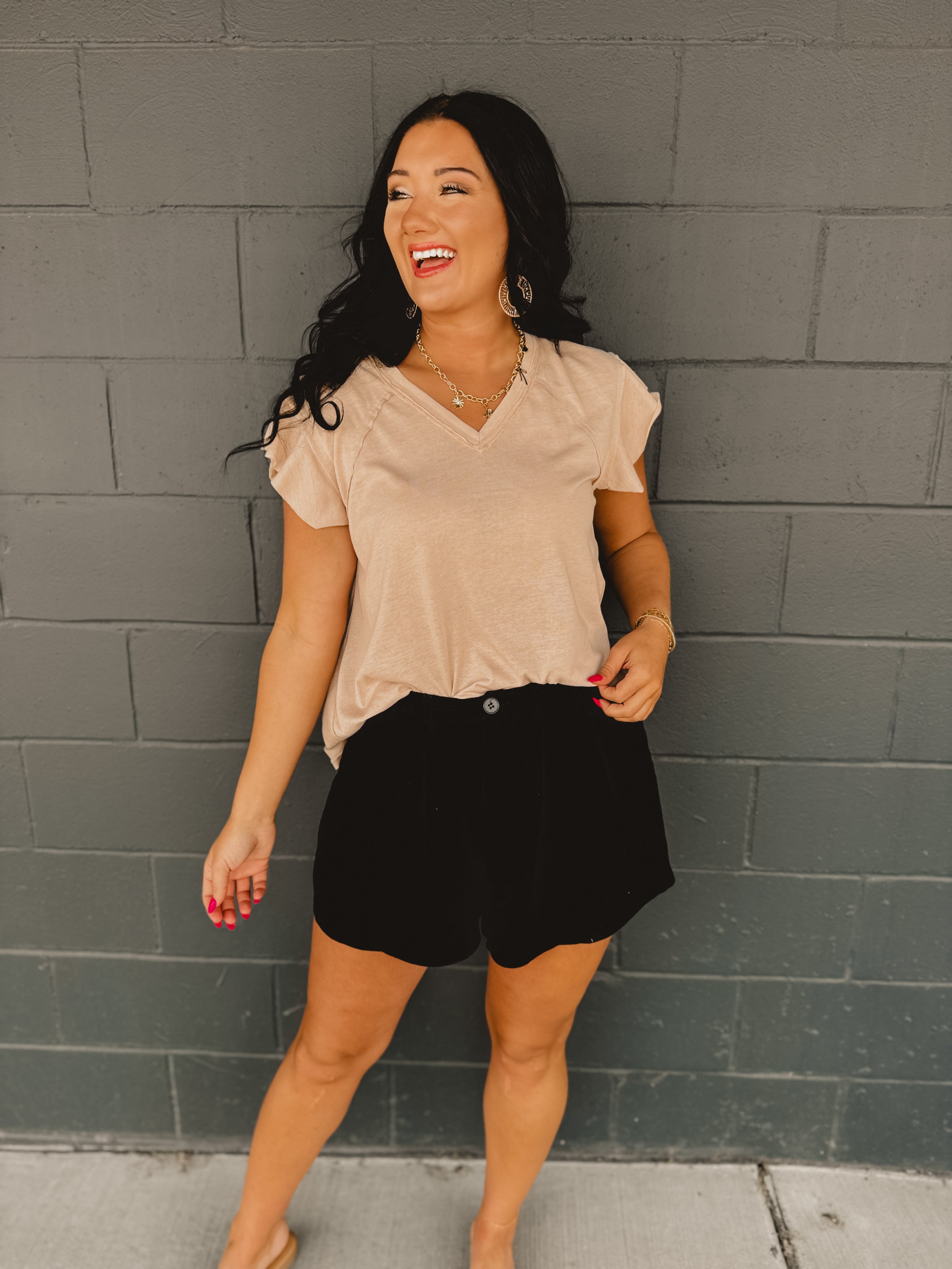 Pleated Bermuda Shorts - Black - Lace and Grace Boutique