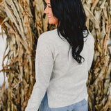 Waffle Knit Henley Side Slit Top - Oatmeal