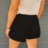 Pleated Bermuda Shorts - Black - Lace and Grace Boutique