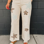 POL Patch Detail Regular Fit Twill Pants - Oatmilk - Lace and Grace Boutique