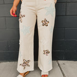 POL Patch Detail Regular Fit Twill Pants - Oatmilk - Lace and Grace Boutique