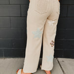 POL Patch Detail Regular Fit Twill Pants - Oatmilk - Lace and Grace Boutique