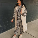 Quilted Longline Puffer Vest - Sand