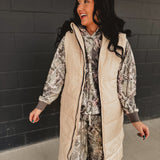 Quilted Longline Puffer Vest - Sand