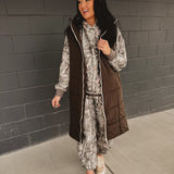 Quilted Longline Puffer Vest - Ash