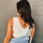 POL Lace Detail Cropped Tank Top - Ivory - Lace and Grace Boutique