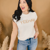 YEEHAW Hand Stitched Sweater - Cream