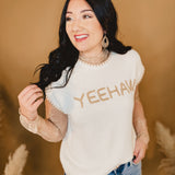 YEEHAW Hand Stitched Sweater - Cream