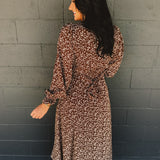 Sweetheart Floral Long Sleeve Maxi Dress - Mocha