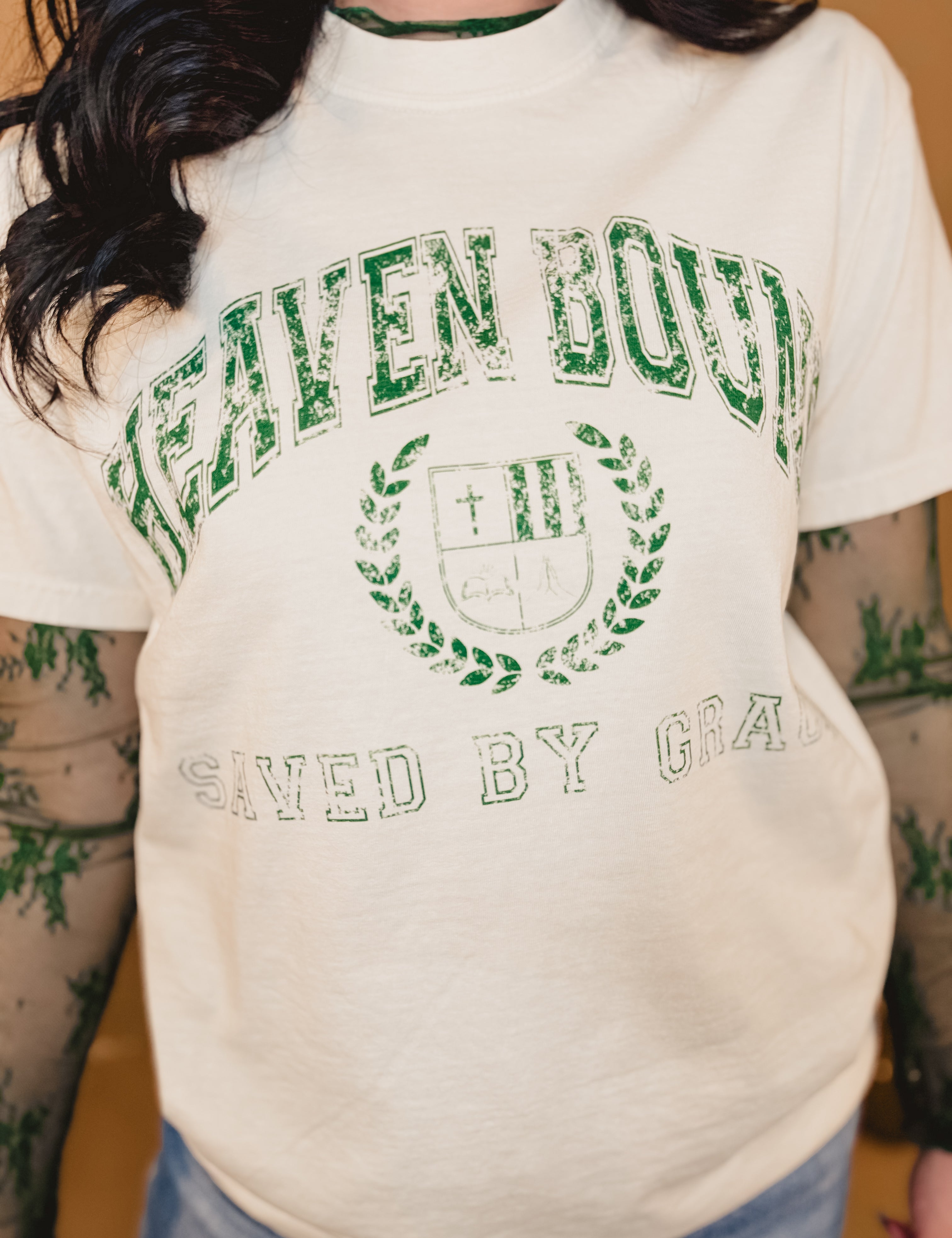 Heaven Bound Graphic Tee - Cream - Lace and Grace Boutique
