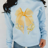 Floral Bow Crewneck Sweatshirt - Chambray