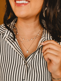 Dainty Silver Pearl Necklace - Lace and Grace Boutique