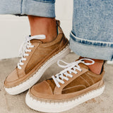 Roan by Bedstu Void Leather-Suede Whipstitch Lace Up Sneakers - Oats Tan MHD TML - Lace and Grace Boutique