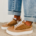 Roan by Bedstu Void Leather-Suede Whipstitch Lace Up Sneakers - Oats Tan MHD TML - Lace and Grace Boutique