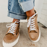 Roan by Bedstu Void Leather-Suede Whipstitch Lace Up Sneakers - Oats Tan MHD TML - Lace and Grace Boutique