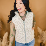 Floral Reversible Puffer Vest - Sage/Cream