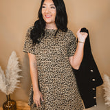 Leopard Print Swing Dress - Camel