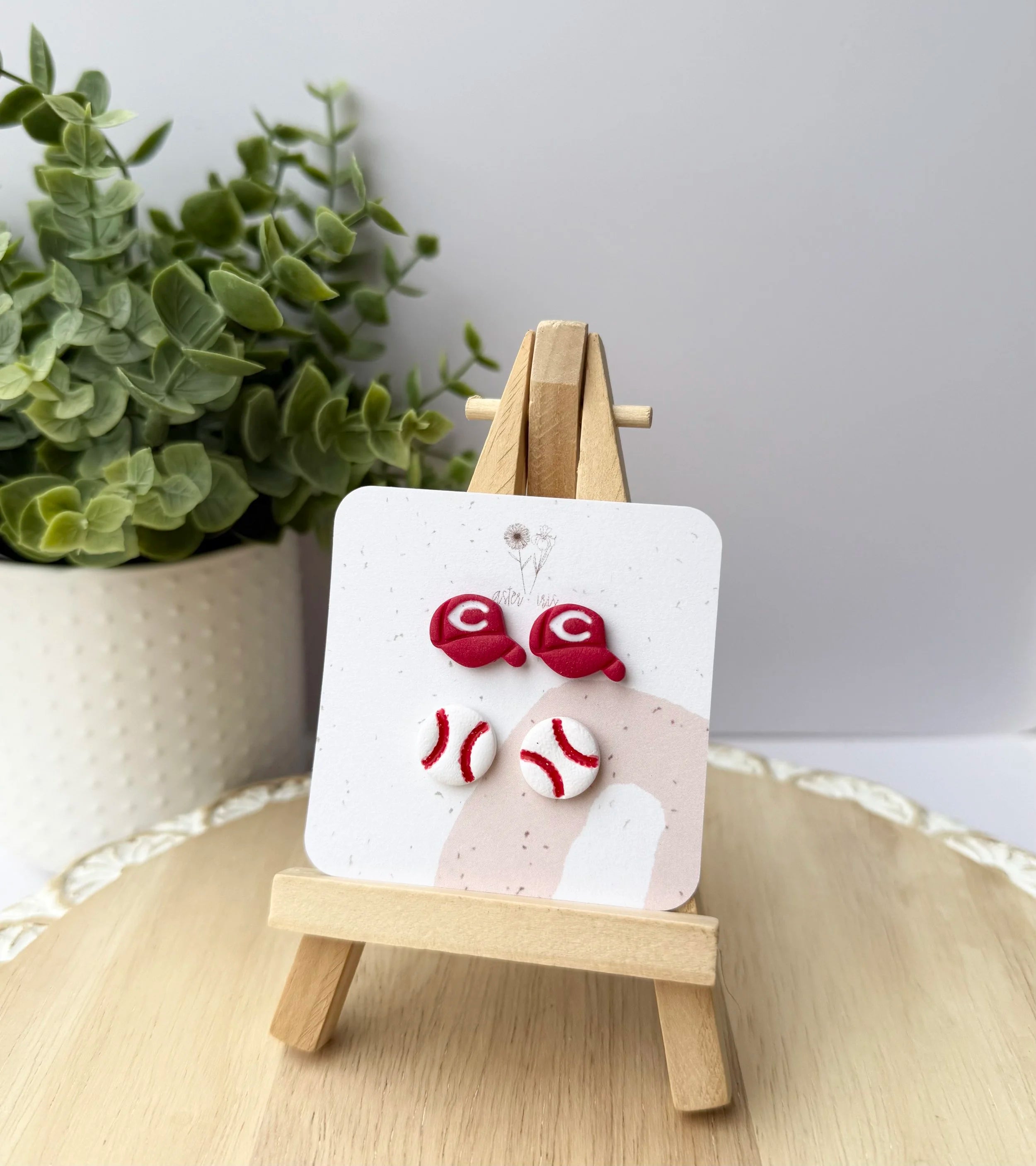 Reds Hat & Baseball Stud Earrings, Set of 2 - Lace and Grace Boutique