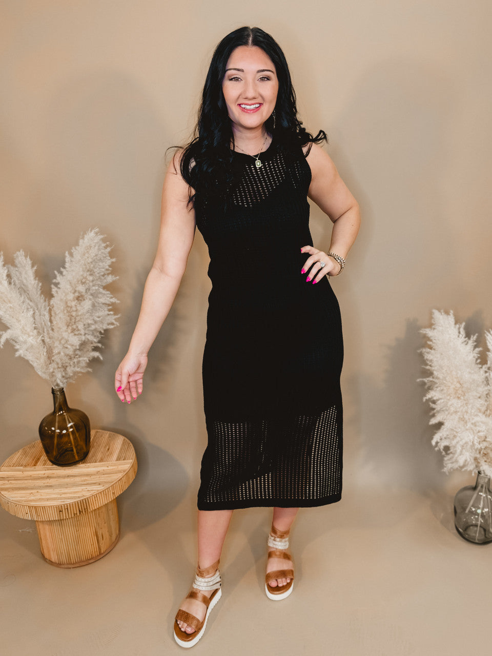Finding Out Midi Dress - Black - Lace and Grace Boutique