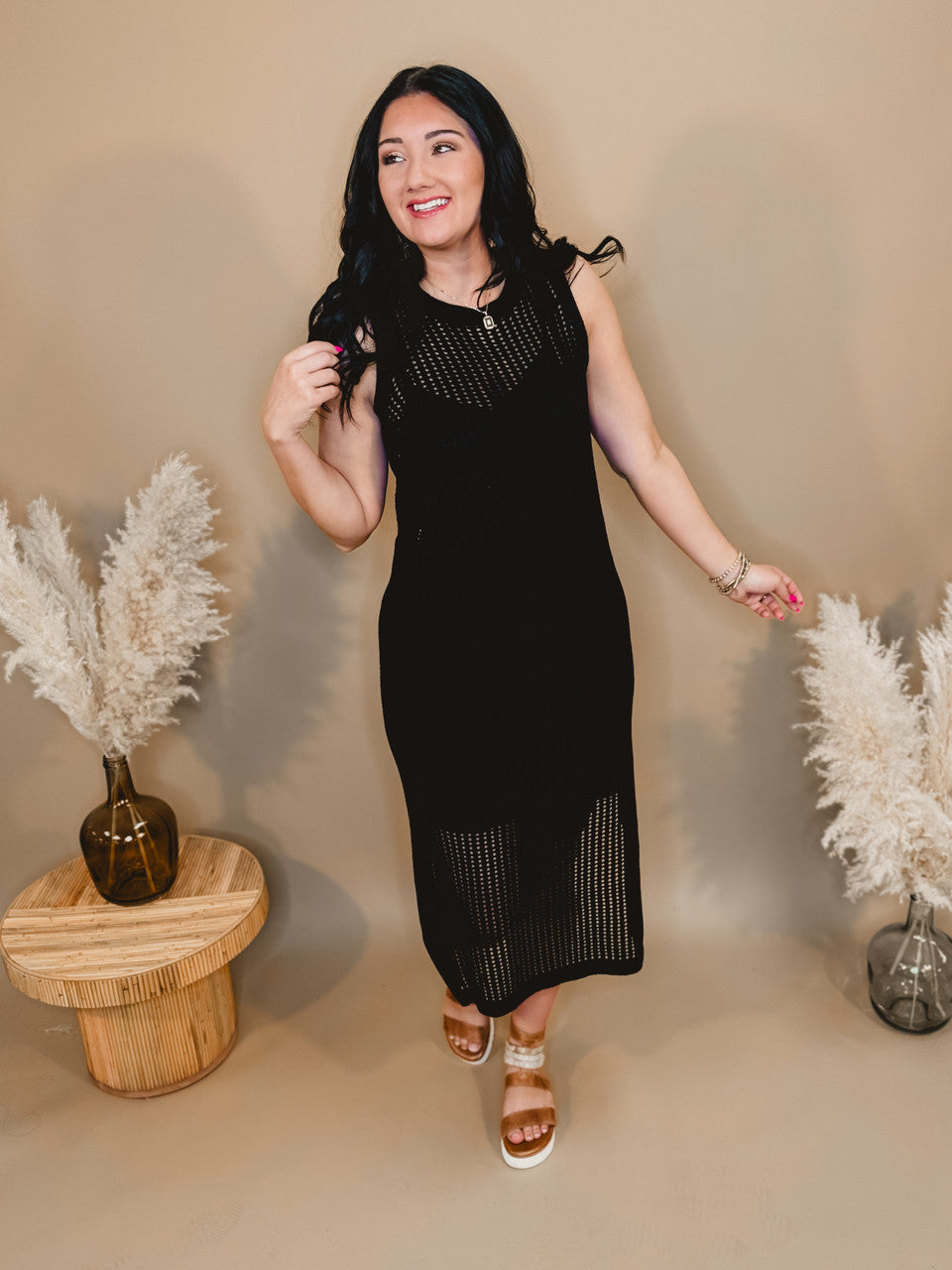 Finding Out Midi Dress - Black - Lace and Grace Boutique