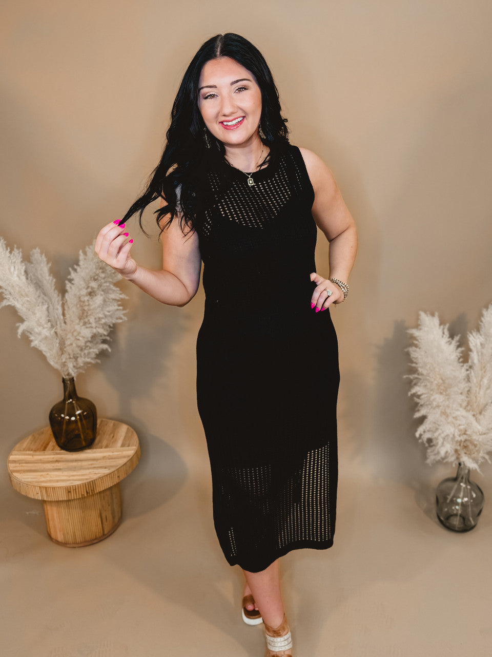 Finding Out Midi Dress - Black - Lace and Grace Boutique