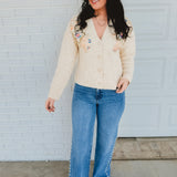 Pearl Detail High-Rise Wide Leg Jeans - Medium