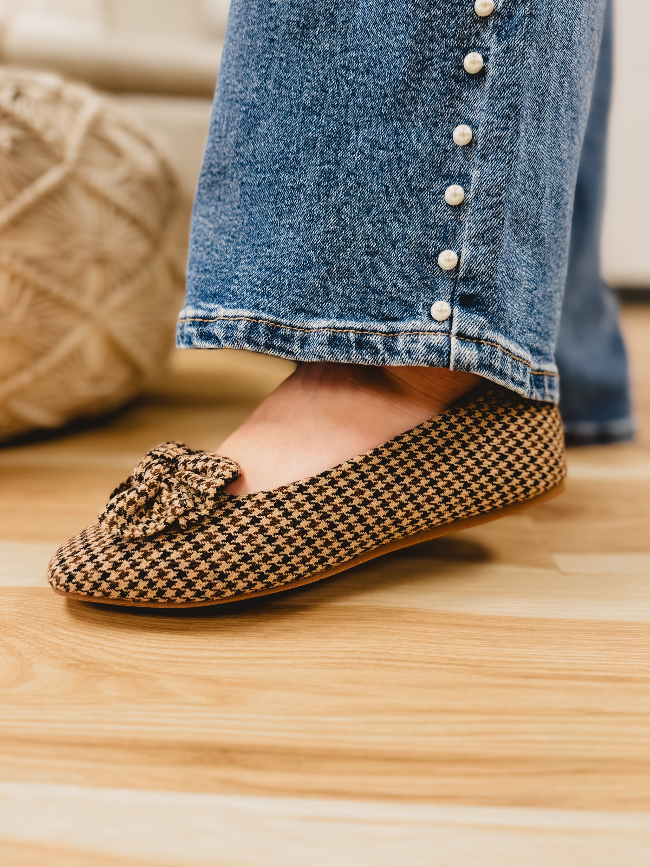 Sugar Rush Flats by Corkys - Black Tan Houndstooth - Lace and Grace Boutique