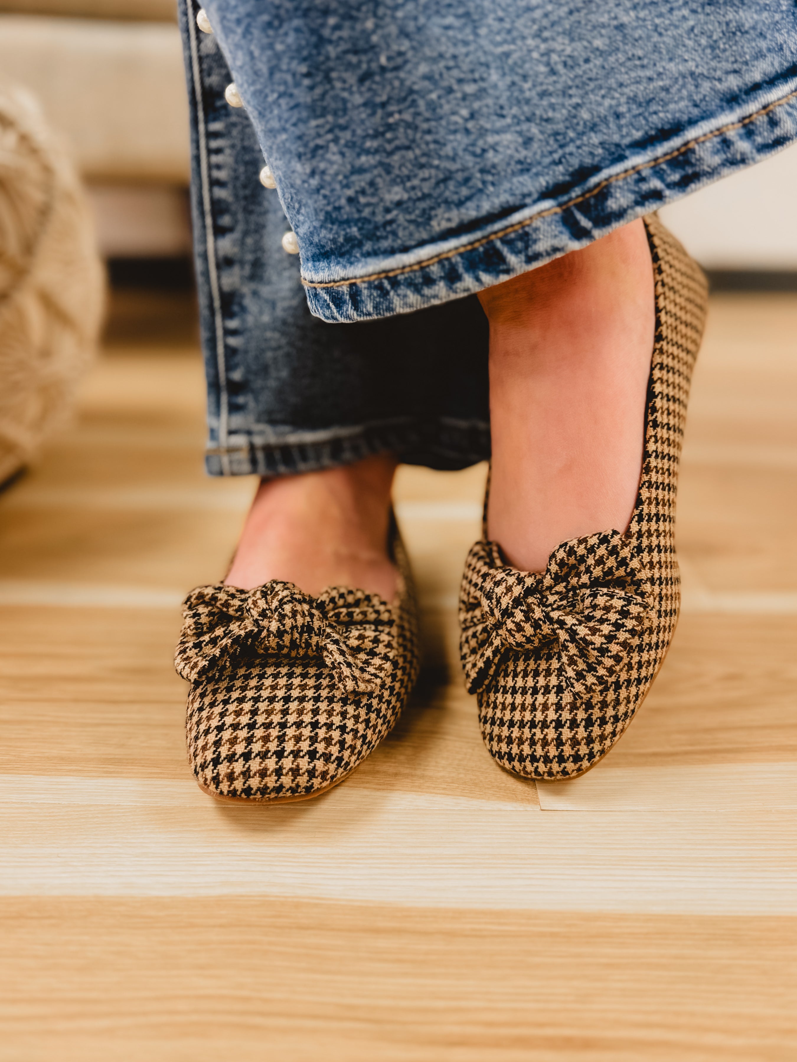 Sugar Rush Flats by Corkys - Black Tan Houndstooth - Lace and Grace Boutique