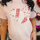 Simply Southern Patchwork Heart Tee - Pink