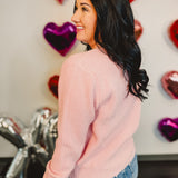 Bow Snap Button Detail Sweater Cardigan - Blush