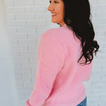 Bow Snap Button Detail Sweater Cardigan - Blush - Lace and Grace Boutique