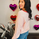 Contrast Edge Boat Neck Sweater - Pink