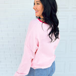 Contrast Edge Boat Neck Sweater - Pink - Lace and Grace Boutique
