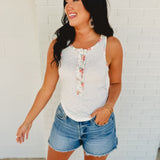 POL Contrast Ribbed Tank Top - Ivory