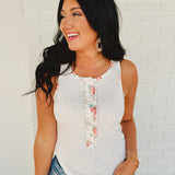 POL Contrast Ribbed Tank Top - Ivory