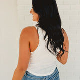 POL Contrast Ribbed Tank Top - Ivory