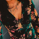 Burnout Velvet Long Sleeve Maxi Dress - Emerald