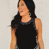 POL Textured Knit Tank - Black - Lace and Grace Boutique