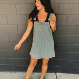 Striped Overall Mini Dress - Denim