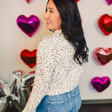 Confetti Half Zip Pullover Sweater - Off White