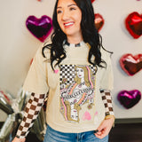 Queen Of Hearts Oversized Tee - Mineral Oatmeal