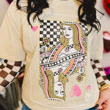 Queen Of Hearts Oversized Tee - Mineral Oatmeal