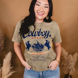 Cowboy Wild West Mineral Graphic Tee - Sage