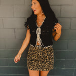 Scalloped Crochet Sweater Vest With Bow Details - Black/Natural - Lace and Grace Boutique