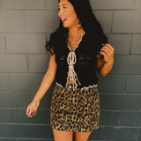 Scalloped Crochet Sweater Vest With Bow Details - Black/Natural - Lace and Grace Boutique